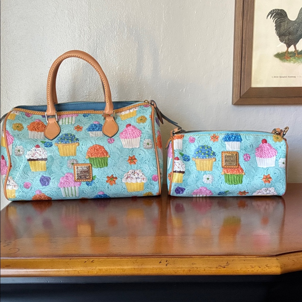 Dooney & Bourke Cupcake Print Bag - Aqua and Tan